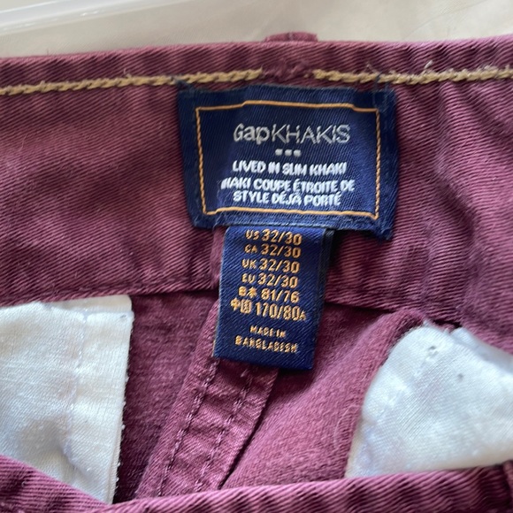 🎉2 for $15🎉 Gap Burgundy Lived-in Slim Khaki - Picture 3 of 6